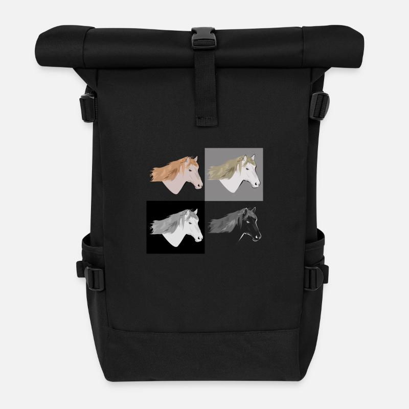 Pferd - Rolltop Rucksack - Schwarz