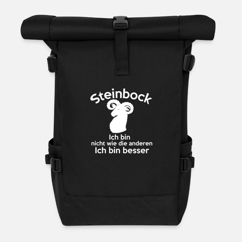 Steinbock Sternzeichen - Rolltop Rucksack - Schwarz