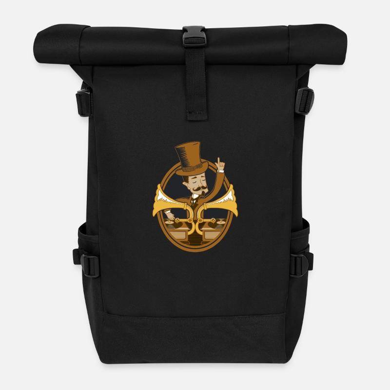 Retro dj vintage - Roll Top Backpack - black