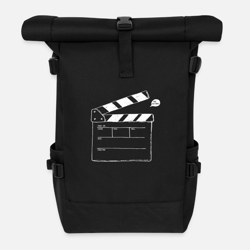 Filmklappe weiß - Rolltop Rucksack - Schwarz