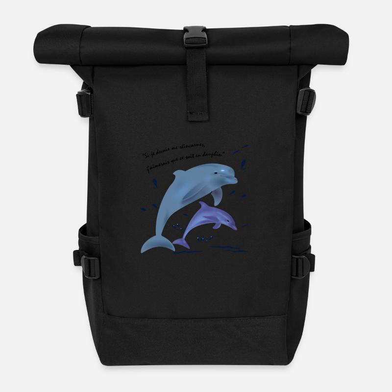 dauphins, citation - Sac à dos roll top - noir