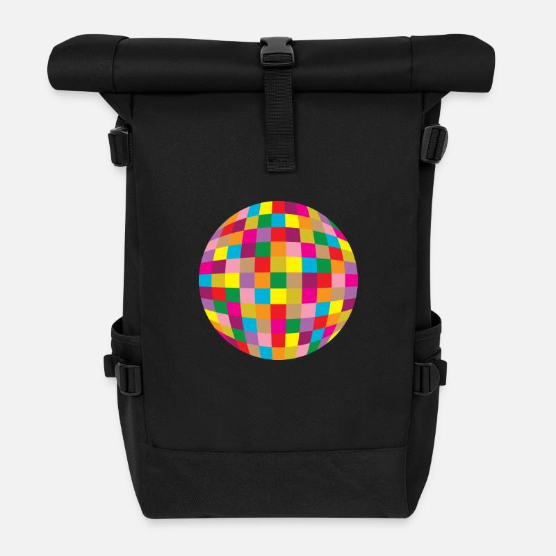 Disco ball - Roll Top Backpack - black
