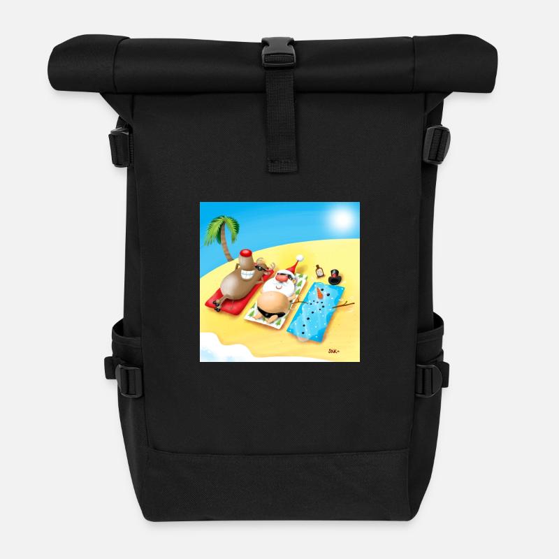 Santa Beach - Roll Top Backpack - black