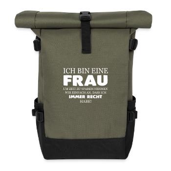 Frau Recht - Rolltop Rucksack - Olive/Schwarz - Vorne