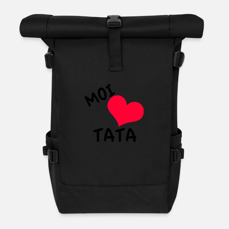 "moi aime tata" coeur rouge - Sac à dos roll top - noir
