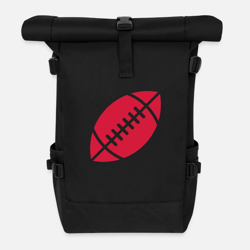 FR - îcone du ballon de rugby - Sac à dos roll top - noir