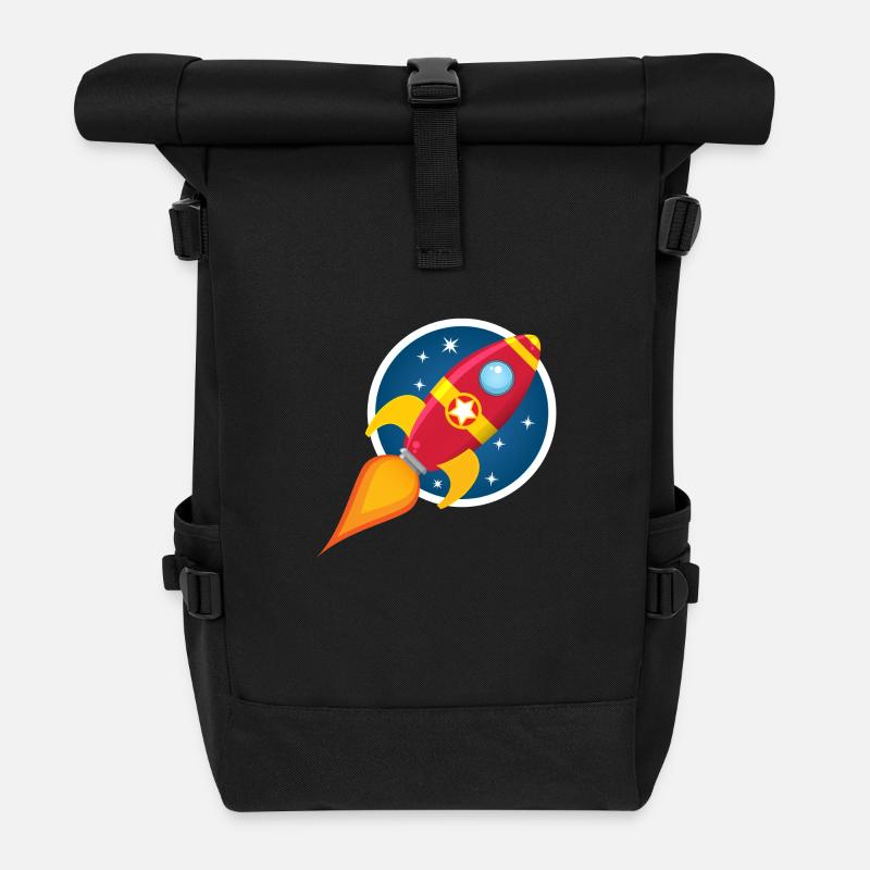 Sterne-Schiff - Rolltop Rucksack - Schwarz