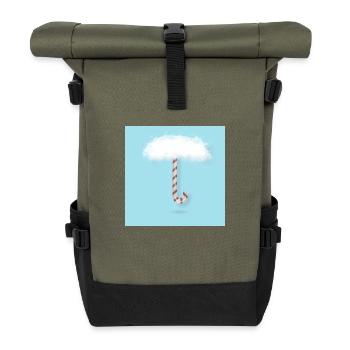 Candy Cane with Clouds - Roll Top Backpack - olive/black - Front