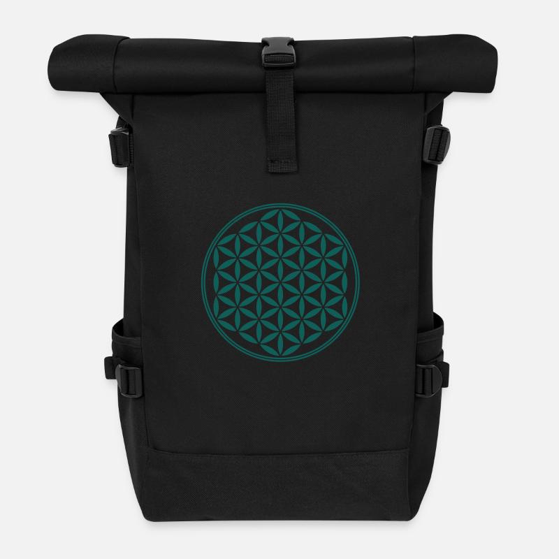Blume des Lebens, Heilige Geometrie, Lebensblume - Rolltop Rucksack - Schwarz