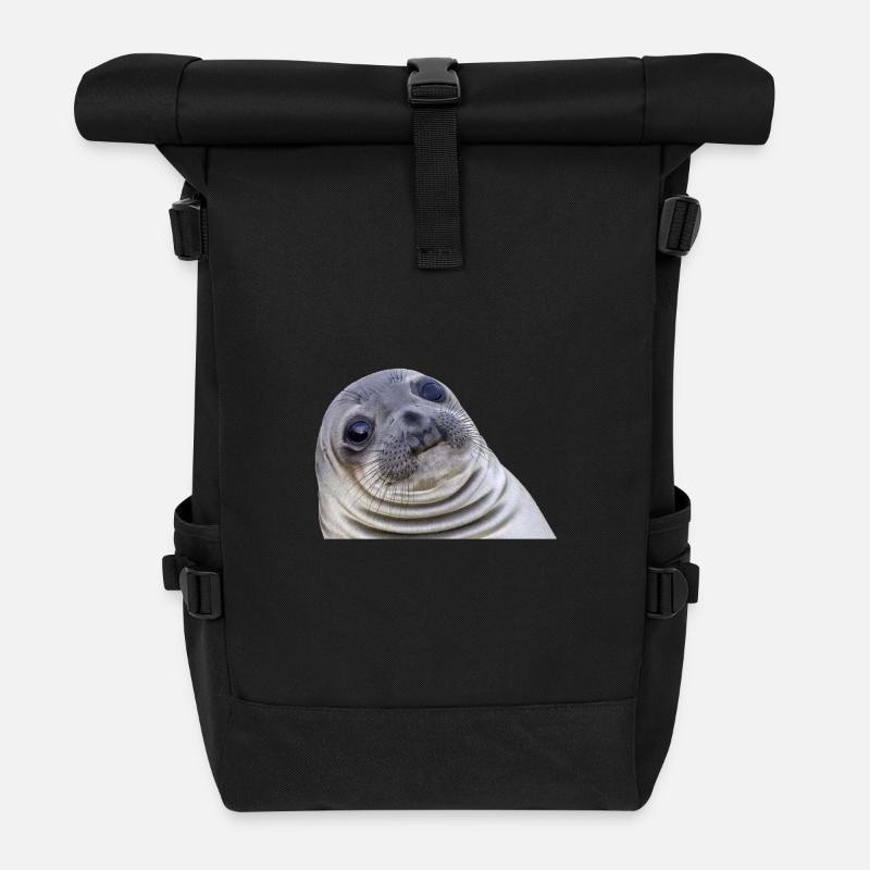 Lustige Robbe - Rolltop Rucksack - Schwarz