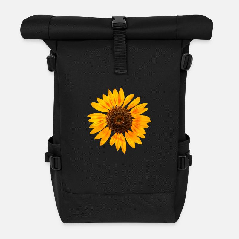 Sonnenblume - Rolltop Rucksack - Schwarz
