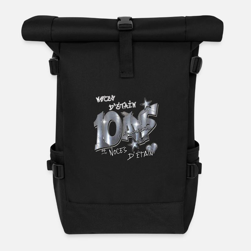 Noces d'étain - Sac à dos roll top - noir