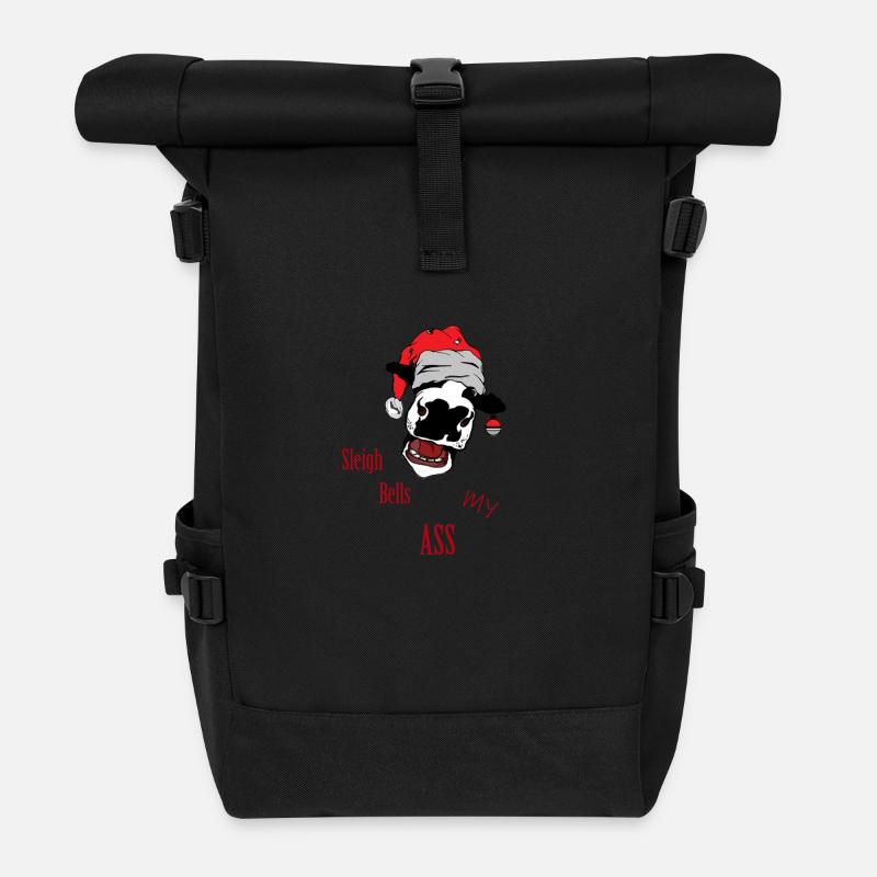 Funny Rude Santa Ugly Christmas Sweater Funny Xmas - Roll Top Backpack - black