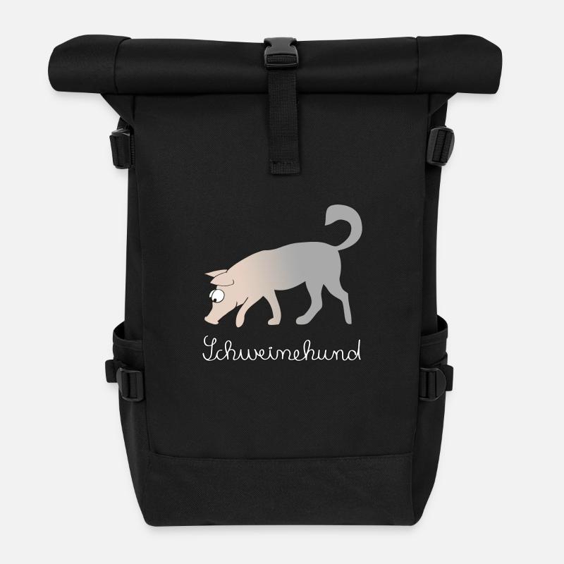 Schweinehund Hund Schwein - Rolltop Rucksack - Schwarz