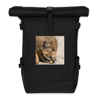 Frischling Wildschwein (Sus scrofa) im Wald - Rolltop Rucksack - Schwarz - Vorne