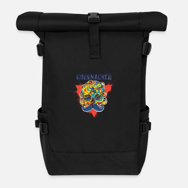 Gobsmacked Techno Skull - Rolltop Rucksack - Schwarz