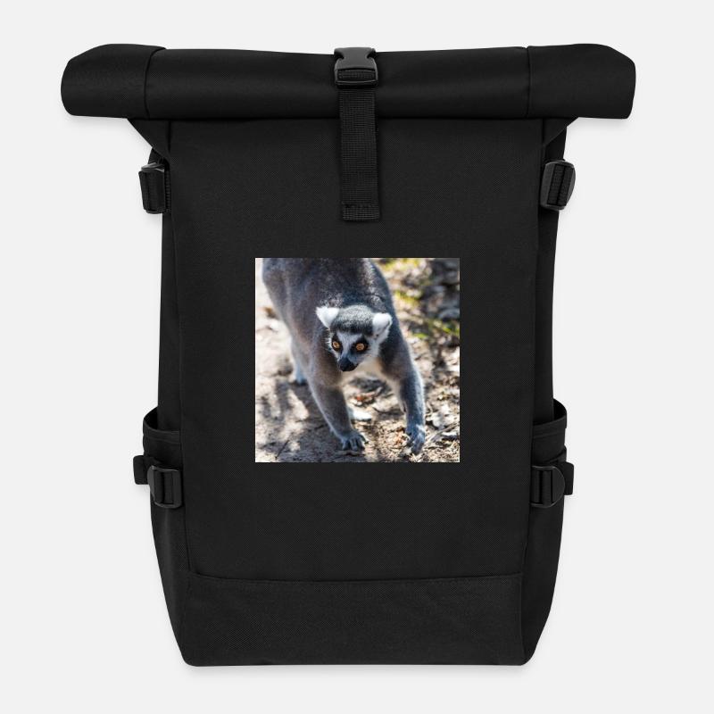 Katta (Lemur catta) - Rolltop Rucksack - Schwarz