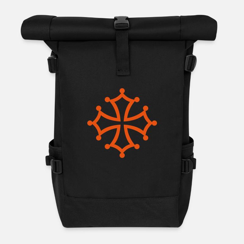 croix occitane - Sac à dos roll top - noir