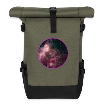 Galaxy - Space - Stars - Cosmic - Art - Universe T - Rolltop Rucksack - Olive/Schwarz - Vorne