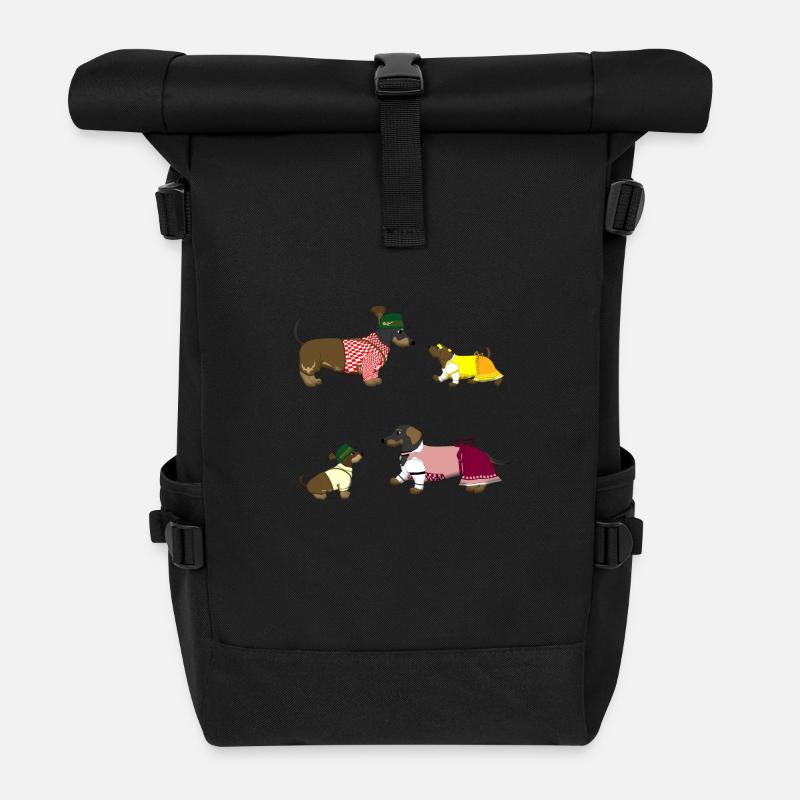bayerische Dackelfamilie - Rolltop Rucksack - Schwarz