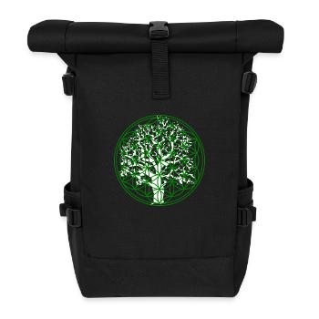 Fleur de vie avec arbre - Sac à dos roll top - noir - Devant