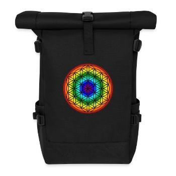 Flower of Life - Rainbow - Roll Top Backpack - black - Front