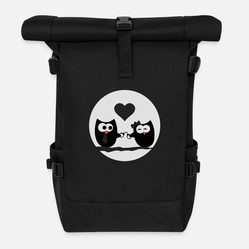 eulen valentinstag paar - Rolltop Rucksack - Schwarz
