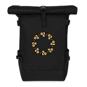 Funny bee circle pattern - Roll Top Backpack - black - Front