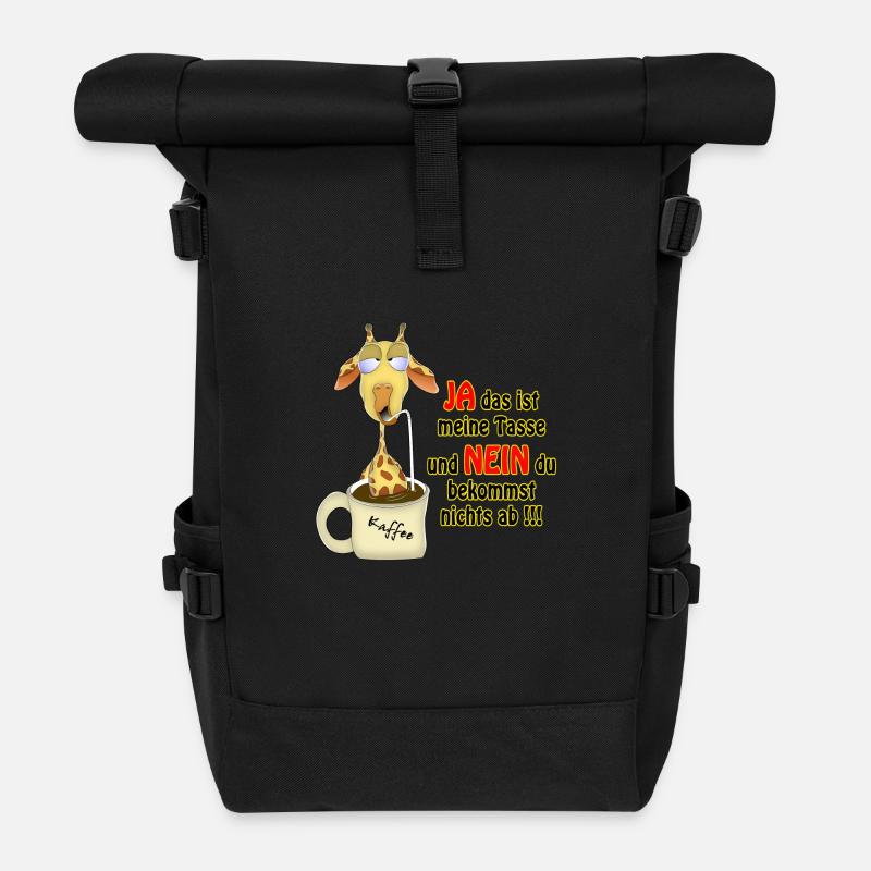 Giraffe im Kaffee - Rolltop Rucksack - Schwarz