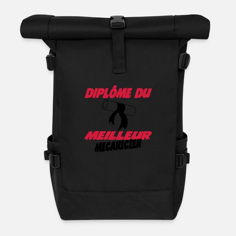 Diplôme du meilleur mecanicien - Sac à dos roll top - noir