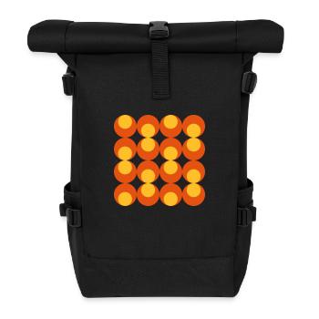 kreismuster_70er_orig - Rolltop Rucksack - Schwarz - Vorne