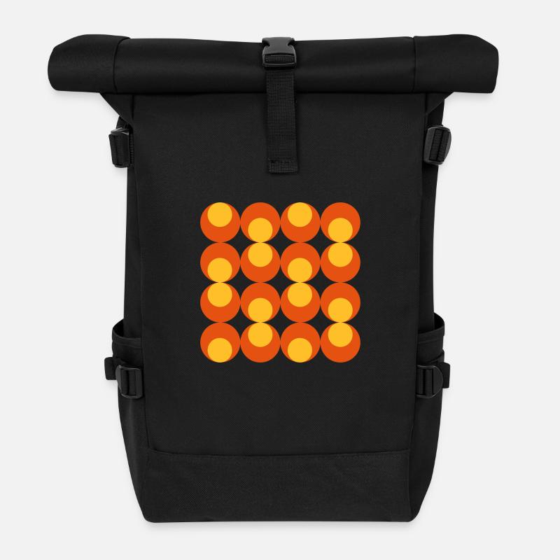 kreismuster_70er_orig - Rolltop Rucksack - Schwarz