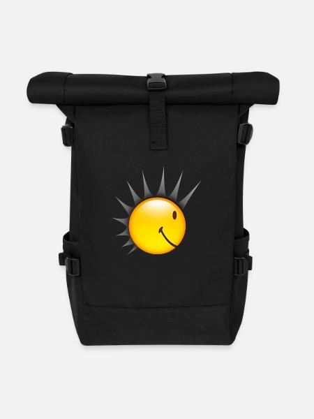 Smiley Punk Side - Rolltop Rucksack - Schwarz
