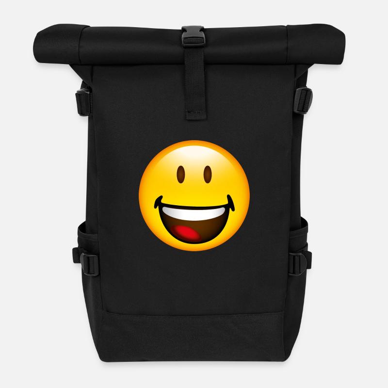 Smiley Laugh - Rolltop Rucksack - Schwarz
