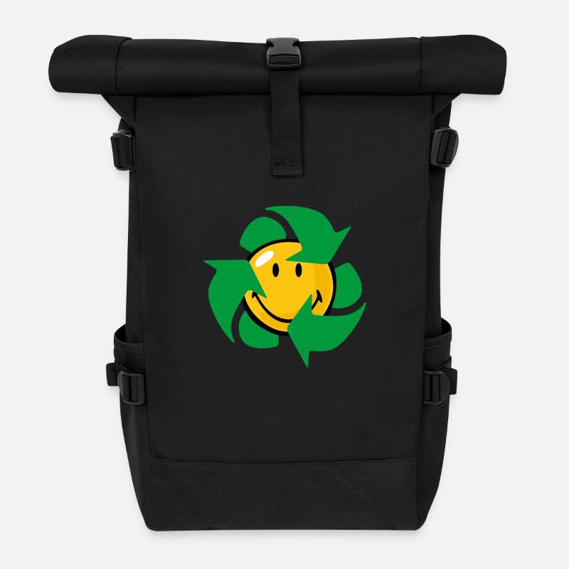 Smiley Recycle - Rolltop Rucksack - Schwarz