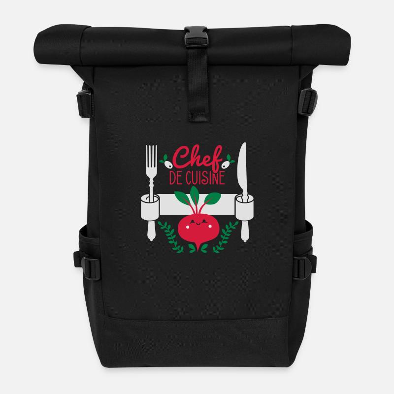 Chef de cuisine - Küchenchef - Koch - Köchin - 3C - Rolltop Rucksack - Schwarz