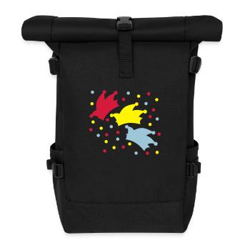 Narrenkappe / Konfetti / Fasching - Rolltop Rucksack - Schwarz - Vorne