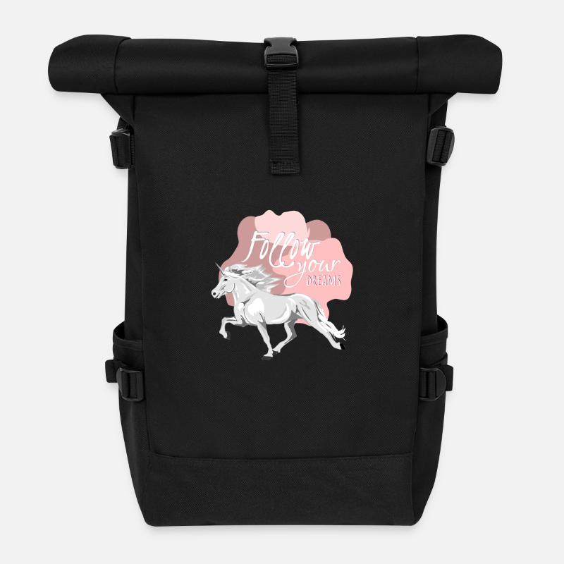 Follow your dreams with your fast Unicorn - Rolltop Rucksack - Schwarz