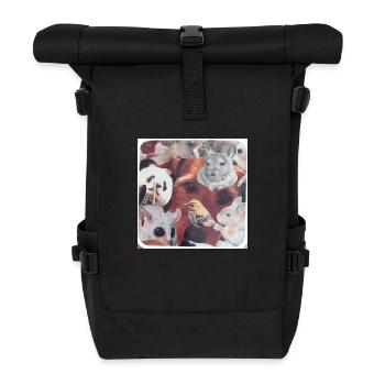 Collage Tier Hund, Vogel, Kaninchen, Katze Kind - Rolltop Rucksack - Schwarz - Vorne