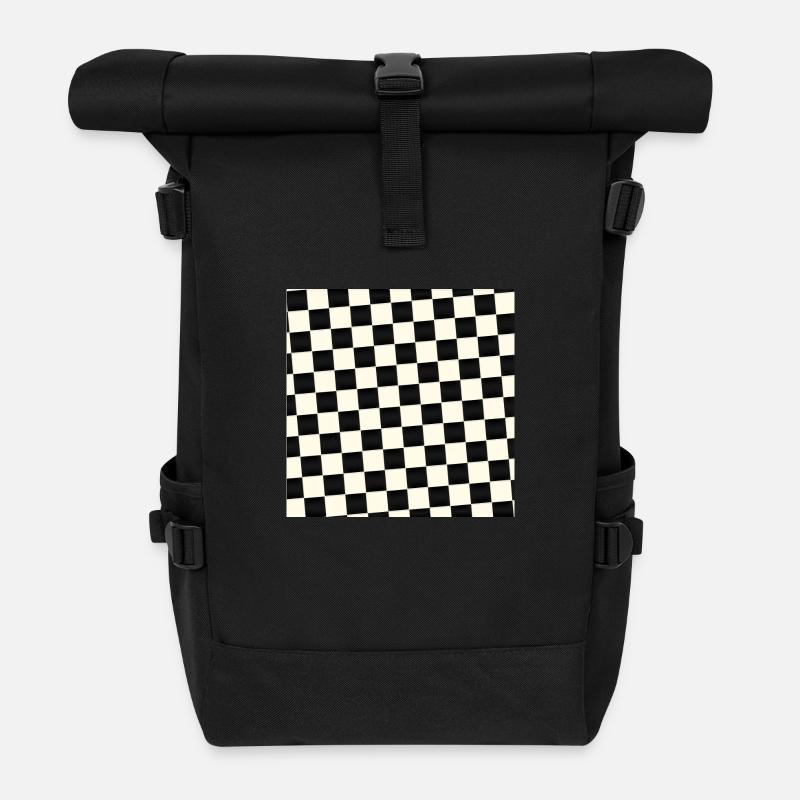 Schachbrettmuster Maske | Mundschutz - Rolltop Rucksack - Schwarz