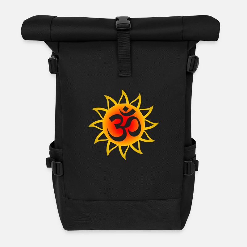 Om sun - Roll Top Backpack - black