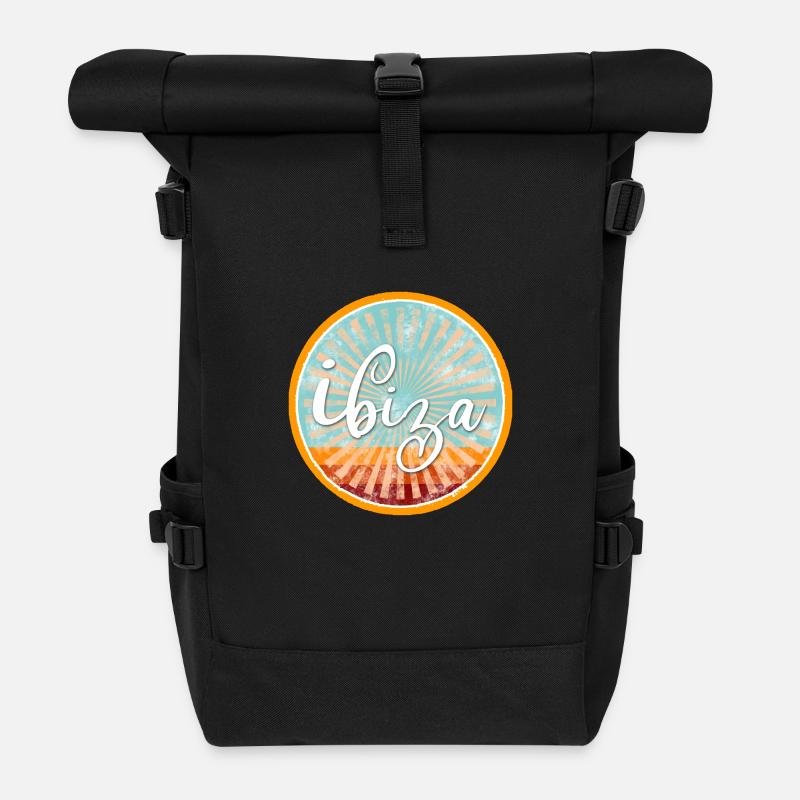 Ibiza Sonne - Rolltop Rucksack - Schwarz