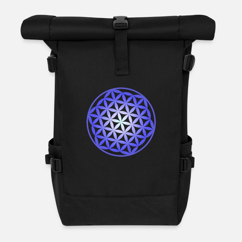 flower of Life - Roll Top Backpack - black