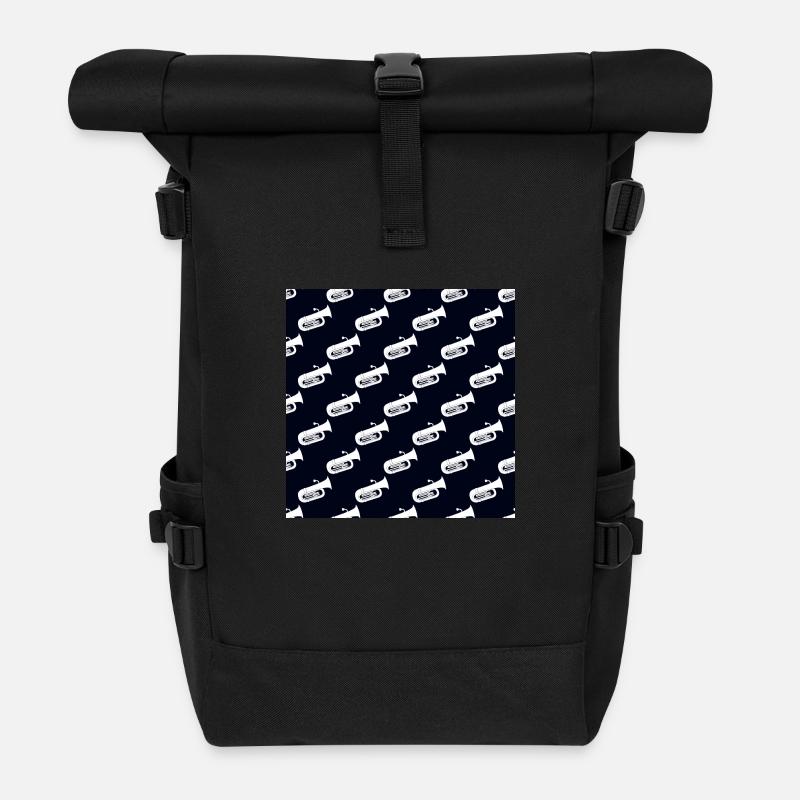 Tuba Instrument Muster - Rolltop Rucksack - Schwarz
