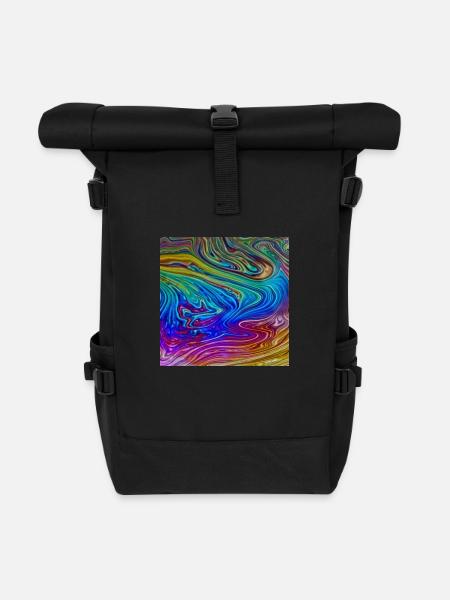 Farbenfroh bunt - Rolltop Rucksack - Schwarz
