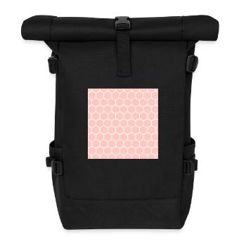 Pink Honeycomb Pattern - Roll Top Backpack - black - Front