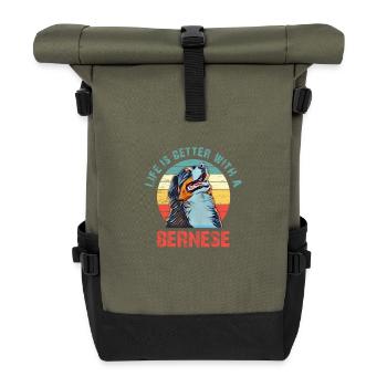 Bernese mountain dog - Roll Top Backpack - olive/black - Front