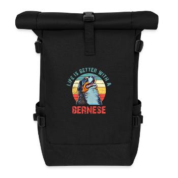 Bernese mountain dog - Roll Top Backpack - black - Front