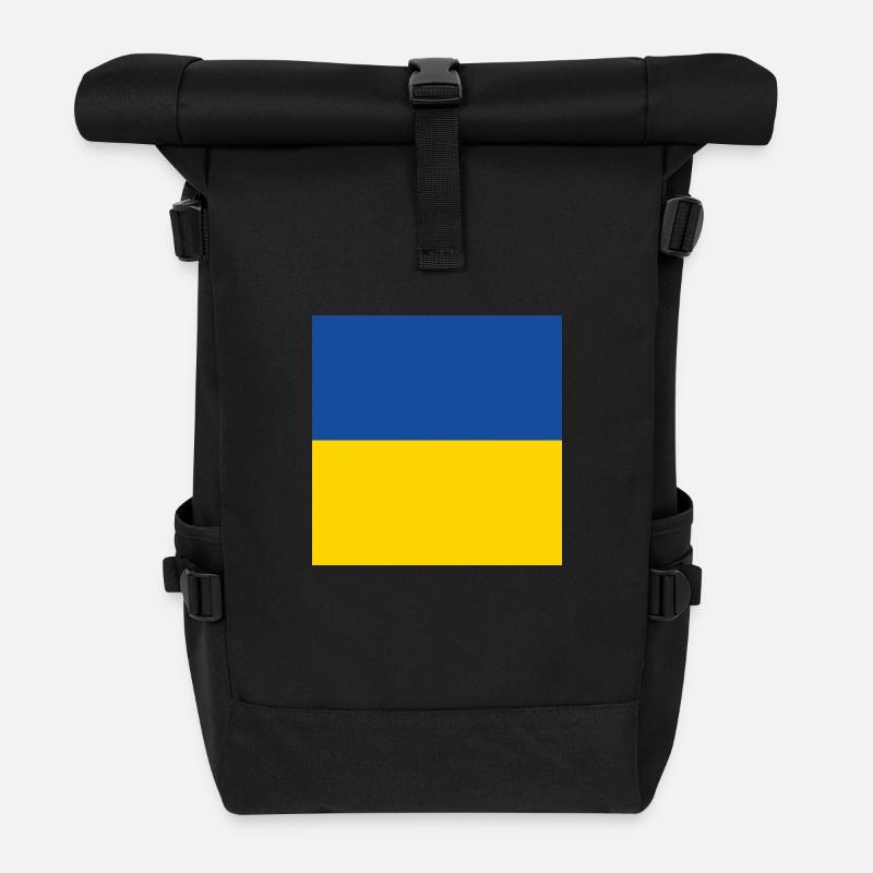 Ukraine-Flagge, Ukraine stolz, ukrainisches Geschenk - Rolltop Rucksack - Schwarz