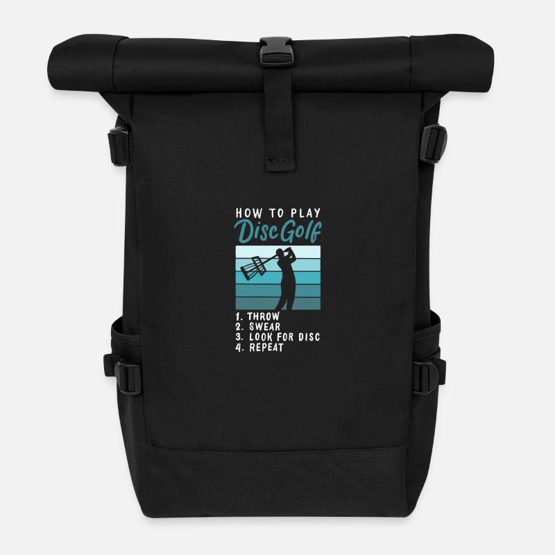 Disc Golf Retro - Rolltop Rucksack - Schwarz